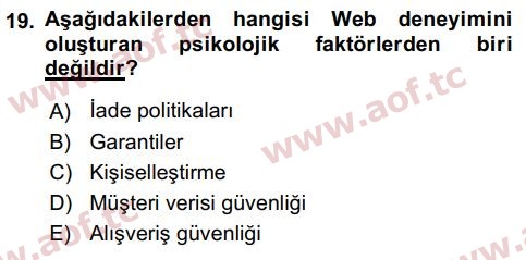 2018 Tüketici Davranışları Final 19. Çıkmış Sınav Sorusu