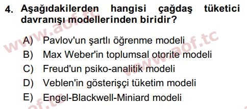 2018 Tüketici Davranışları Final 4. Çıkmış Sınav Sorusu