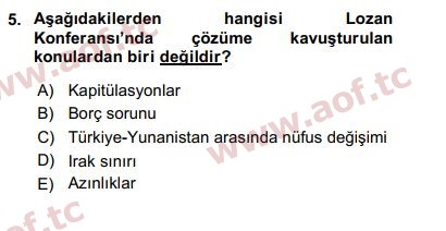 2017 Türk Siyasal Hayatı Arasınav 5. Çıkmış Sınav Sorusu