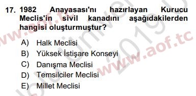 2017 Türk Siyasal Hayatı Yaz Okulu 17. Çıkmış Sınav Sorusu