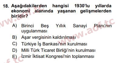 2017 Türk Siyasal Hayatı Yaz Okulu 18. Çıkmış Sınav Sorusu