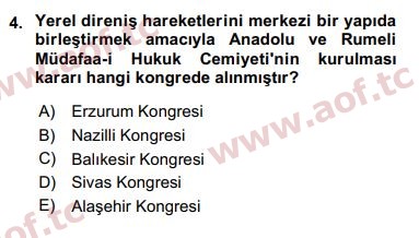 2018 Türk Siyasal Hayatı Arasınav 4. Çıkmış Sınav Sorusu