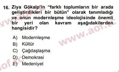 2018 Türk Siyasal Hayatı Final 16. Çıkmış Sınav Sorusu