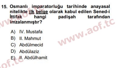 2018 Türk Siyasal Hayatı Yaz Okulu 15. Çıkmış Sınav Sorusu