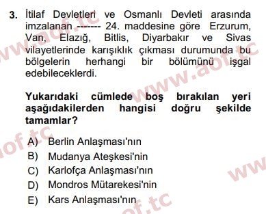 2019 Türk Siyasal Hayatı Arasınav 3. Çıkmış Sınav Sorusu