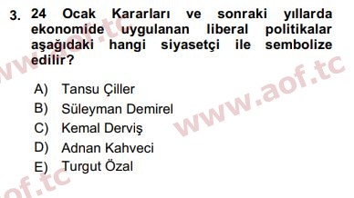 2019 Türk Siyasal Hayatı Final 3. Çıkmış Sınav Sorusu