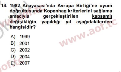 2019 Türk Siyasal Hayatı Yaz Okulu 14. Çıkmış Sınav Sorusu