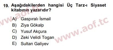 2019 Türk Siyasal Hayatı Yaz Okulu 19. Çıkmış Sınav Sorusu