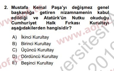 2019 Türk Siyasal Hayatı Yaz Okulu 2. Çıkmış Sınav Sorusu