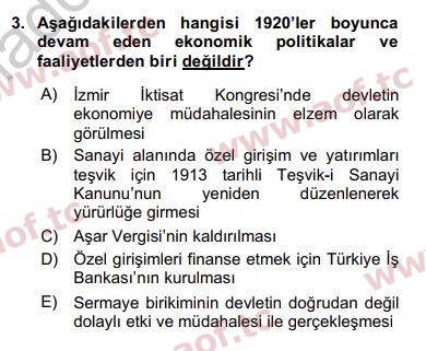 2019 Türk Siyasal Hayatı Yaz Okulu 3. Çıkmış Sınav Sorusu