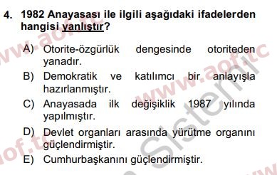 2019 Türk Siyasal Hayatı Yaz Okulu 4. Çıkmış Sınav Sorusu