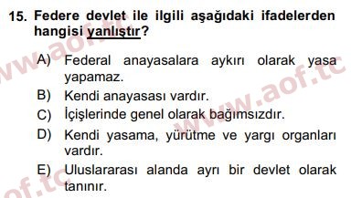 2020 Siyaset Bilimi Arasınav 15. Çıkmış Sınav Sorusu