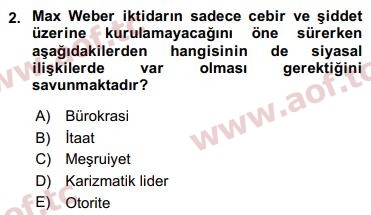 2020 Siyaset Bilimi Arasınav 2. Çıkmış Sınav Sorusu