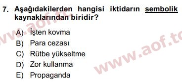 2020 Siyaset Bilimi Arasınav 7. Çıkmış Sınav Sorusu