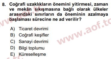 2020 Siyaset Bilimi Arasınav 8. Çıkmış Sınav Sorusu