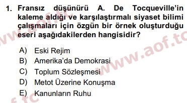 2020 Siyaset Bilimi Final 1. Çıkmış Sınav Sorusu