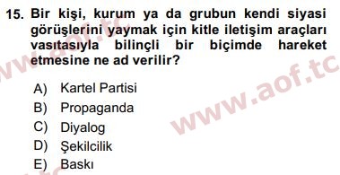 2020 Siyaset Bilimi Final 15. Çıkmış Sınav Sorusu