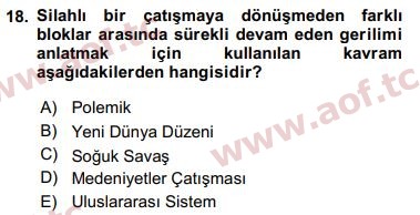 2020 Siyaset Bilimi Final 18. Çıkmış Sınav Sorusu