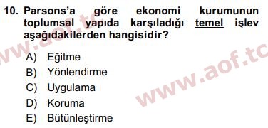 2020 Davranış Bilimleri 1 Final 10. Çıkmış Sınav Sorusu