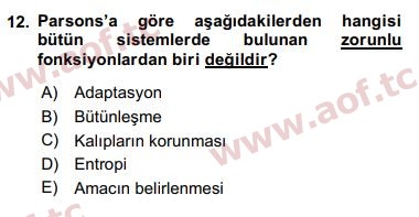 2020 Davranış Bilimleri 1 Final 12. Çıkmış Sınav Sorusu