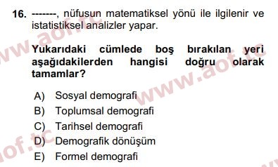 2020 Davranış Bilimleri 1 Final 16. Çıkmış Sınav Sorusu