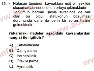 2020 Davranış Bilimleri 1 Final 19. Çıkmış Sınav Sorusu