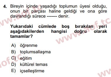 2020 Davranış Bilimleri 1 Final 4. Çıkmış Sınav Sorusu