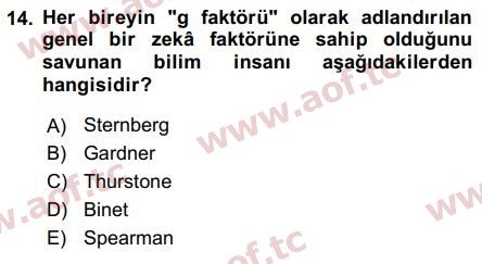 2018 Davranış Bilimleri 2 Arasınav 14. Çıkmış Sınav Sorusu