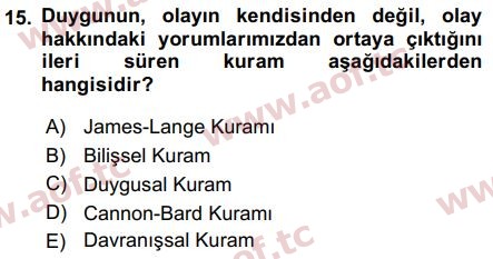 2018 Davranış Bilimleri 2 Arasınav 15. Çıkmış Sınav Sorusu