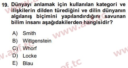 2018 Davranış Bilimleri 2 Arasınav 19. Çıkmış Sınav Sorusu