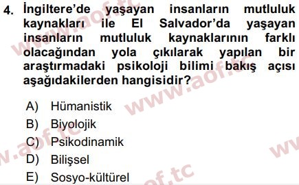 2018 Davranış Bilimleri 2 Arasınav 4. Çıkmış Sınav Sorusu