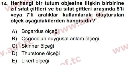 2019 Davranış Bilimleri 2 Final 14. Çıkmış Sınav Sorusu