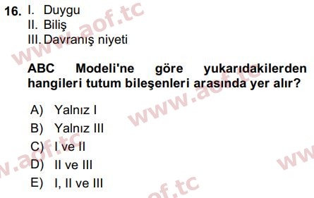 2019 Davranış Bilimleri 2 Final 16. Çıkmış Sınav Sorusu