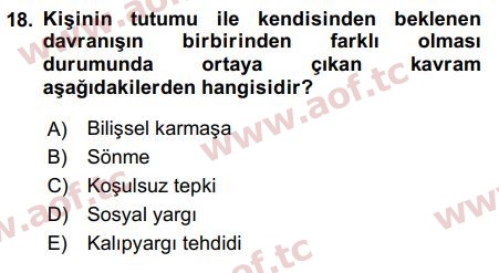 2019 Davranış Bilimleri 2 Final 18. Çıkmış Sınav Sorusu