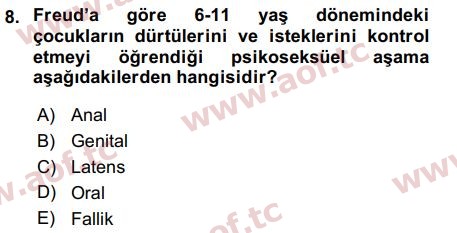 2019 Davranış Bilimleri 2 Final 8. Çıkmış Sınav Sorusu