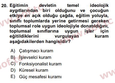 2016 Türkiye'nin Toplumsal Yapısı Final 20. Çıkmış Sınav Sorusu