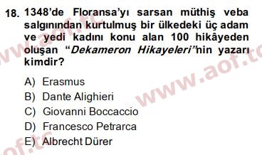 2015 Genel Uygarlık Tarihi Arasınav 18. Çıkmış Sınav Sorusu