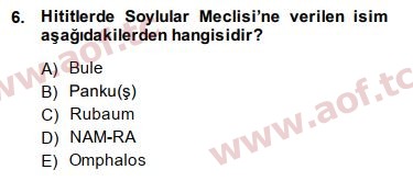 2015 Genel Uygarlık Tarihi Arasınav 6. Çıkmış Sınav Sorusu