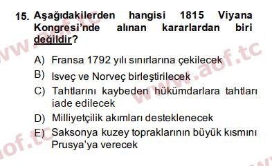 2015 Genel Uygarlık Tarihi Final 15. Çıkmış Sınav Sorusu