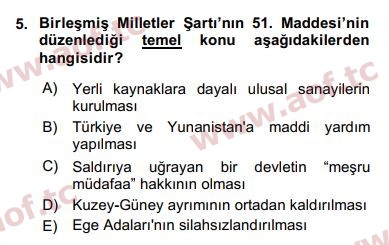 2017 Siyasi Tarih Final 5. Çıkmış Sınav Sorusu