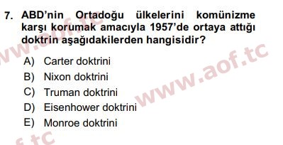 2018 Siyasi Tarih Final 7. Çıkmış Sınav Sorusu