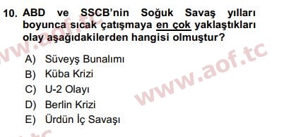 2020 Siyasi Tarih Final 10. Çıkmış Sınav Sorusu