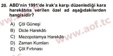 2020 Siyasi Tarih Final 20. Çıkmış Sınav Sorusu