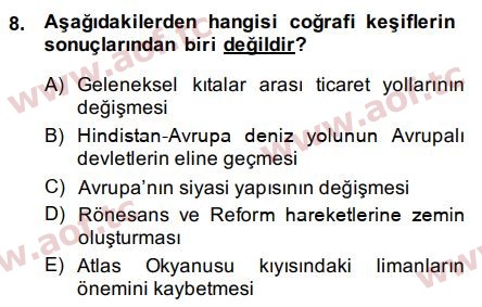 2015 Atatürk İlkeleri ve İnkılap Tarihi 1 Final 8. Çıkmış Sınav Sorusu