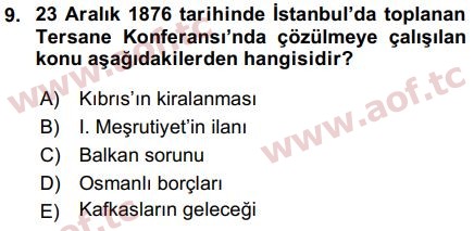 2019 Atatürk İlkeleri ve İnkılap Tarihi 1 Arasınav 9. Çıkmış Sınav Sorusu