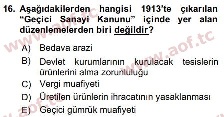 2019 Atatürk İlkeleri ve İnkılap Tarihi 1 Final 16. Çıkmış Sınav Sorusu