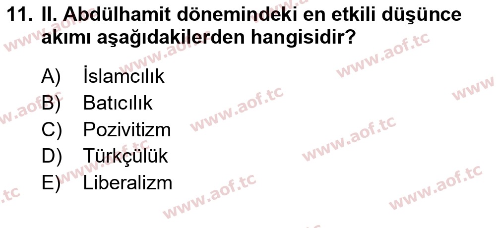  2020 Atatürk İlkeleri ve İnkılap Tarihi 1 Arasınav 11. Çıkmış Sınav Sorusu