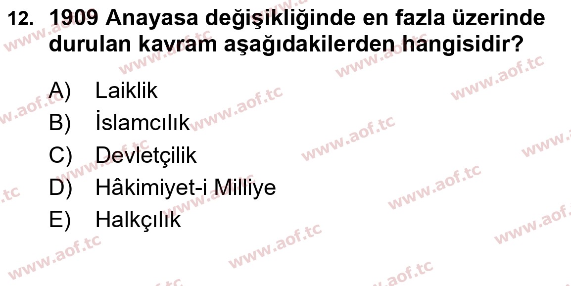  2020 Atatürk İlkeleri ve İnkılap Tarihi 1 Arasınav 12. Çıkmış Sınav Sorusu
