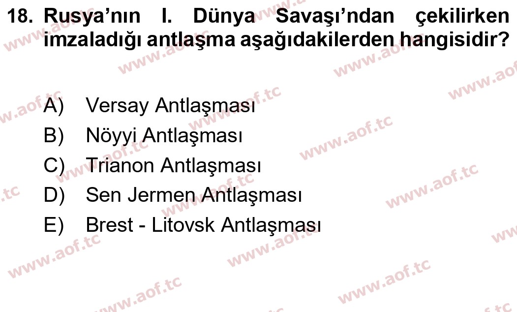  2020 Atatürk İlkeleri ve İnkılap Tarihi 1 Arasınav 18. Çıkmış Sınav Sorusu