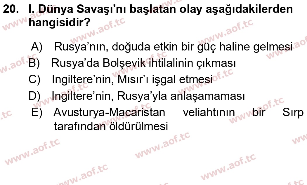  2020 Atatürk İlkeleri ve İnkılap Tarihi 1 Arasınav 20. Çıkmış Sınav Sorusu
